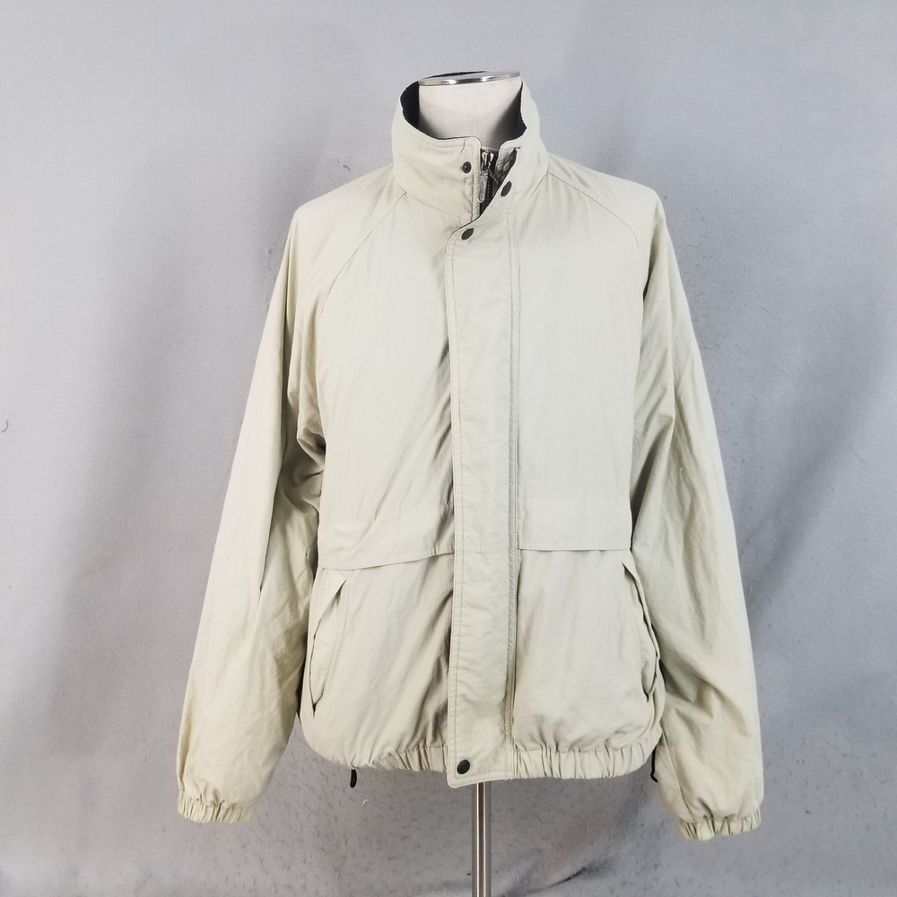 Dockers Jacket Mens M Tan Golf Windbreaker Full Zip 048921 Nylon Outdoor